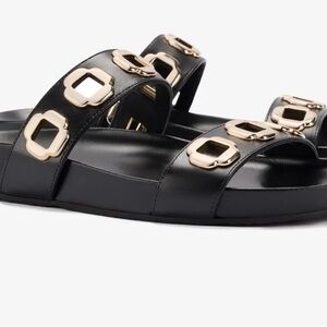 New Larroudé Milan Slide In Black Leather 9W